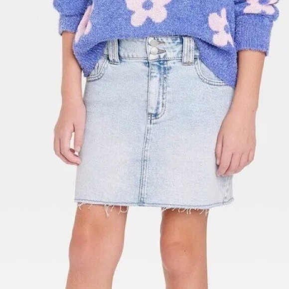 Art Class Girls’ Low-Rise Denim Mini Skirt - Light Indigo M - Picture 1 of 5